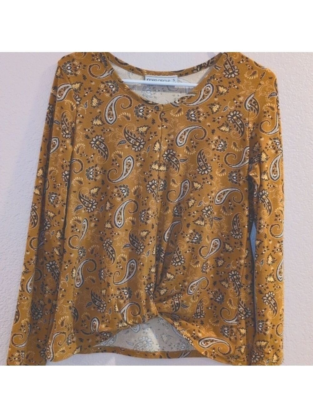 Golden Mustard Paisley Print Fabric Top, Blouse,By " Inner Circle" Size Small.